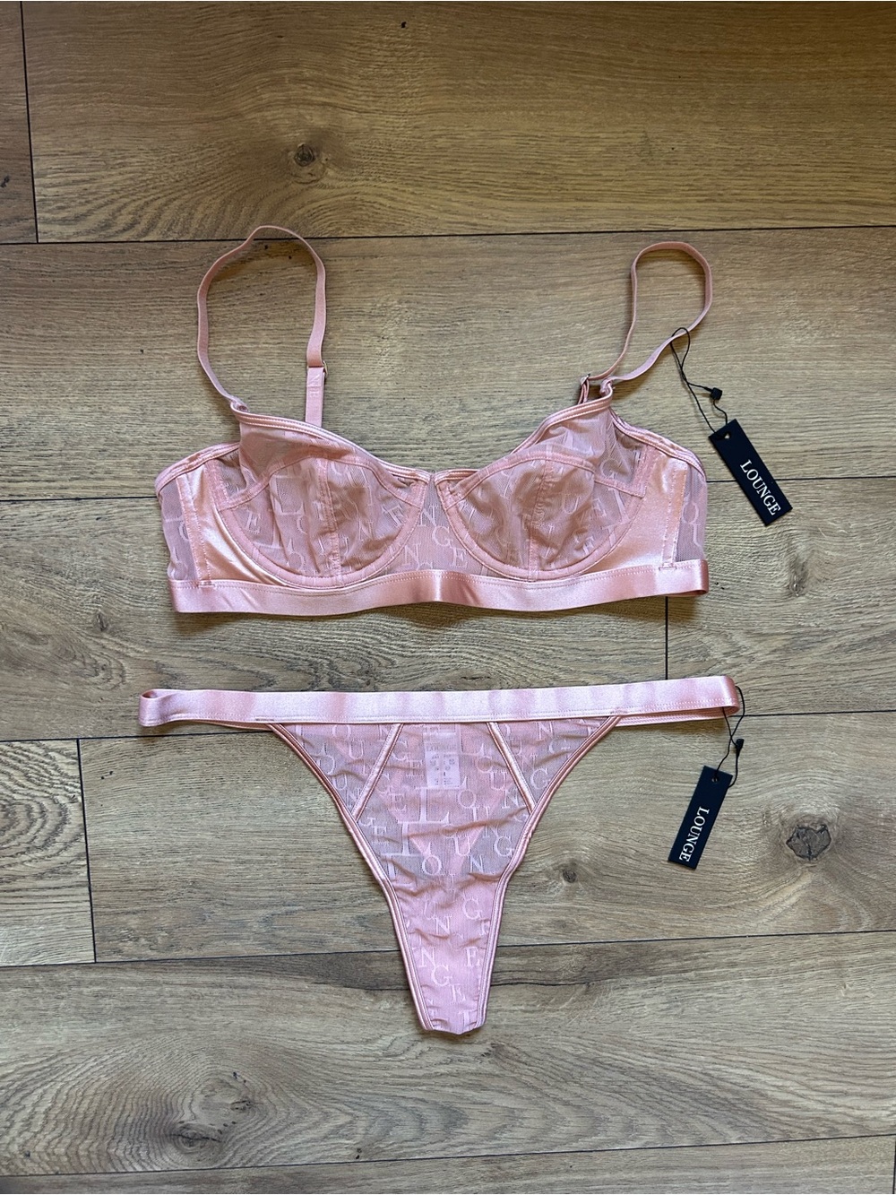 Lounge Underwear NWT Pink Underwire Bralette & Thong Set